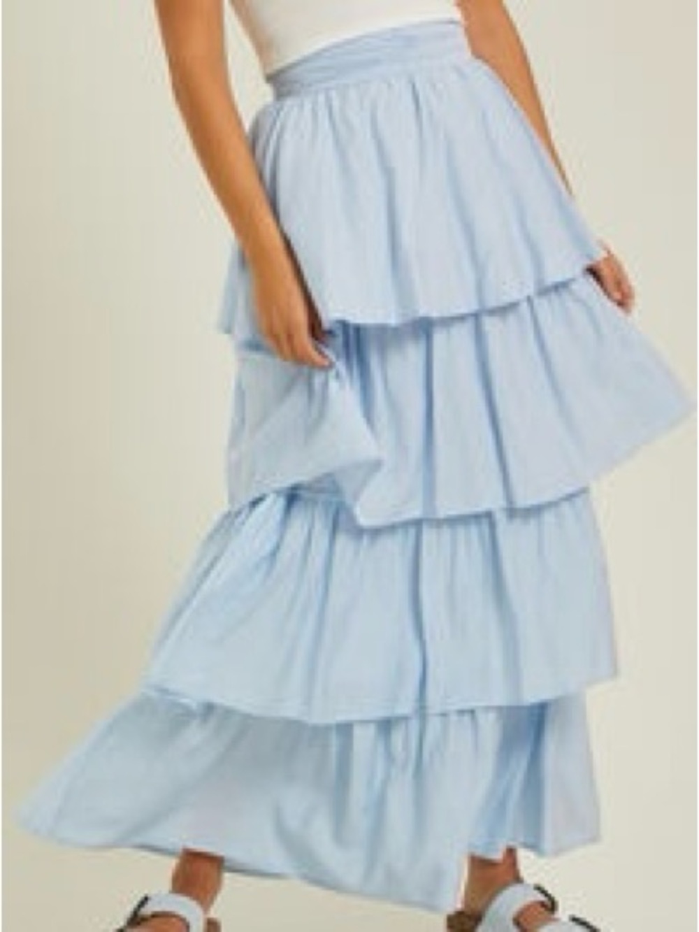 Altar'd State Pale Blue Tiered Maxi Skirt